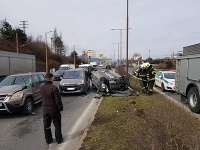 Dopravná nehoda piatich vozidiel v Žiline. Dopravná nehoda piatich vozidiel v Žiline.