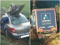 Čelná zrážka auta s kamiónom si vyžiadala jednu obeť. Čelná zrážka auta s kamiónom si vyžiadala jednu obeť.