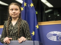 Mladá aktivistka počas protestu v Paríži Mladá aktivistka počas protestu v Paríži