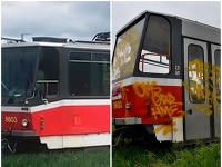 Odstavená električka v blízkosti diaľnice D1 pár kilometrov za Prahou. Odstavená električka v blízkosti diaľnice D1 pár kilometrov za Prahou.