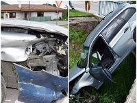 Kuriózna dopravná nehoda v obci Brehy. Kuriózna dopravná nehoda v obci Brehy.