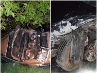 Jama na ceste, čelná zrážka dvoch áut a štyri zranené osoby. Jama na ceste, čelná zrážka dvoch áut a štyri zranené osoby.