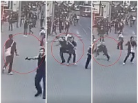 Útočník zranil policajta krátko pred streľbou na Obchodnej ulici v Bratislave. Útočník zranil policajta krátko pred streľbou na Obchodnej ulici v Bratislave.