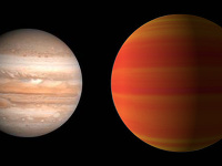 Porovnanie Jupitera a planéty HAT-P-5b (umelecká predstava)