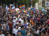 Gay pride pochod v Jeruzaleme. Gay pride pochod v Jeruzaleme.