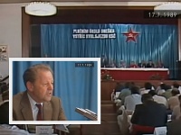 Miloš Jakeš počas prejavu v júli 1989. Miloš Jakeš počas prejavu v júli 1989.