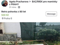 Túto tzv. retro pohovku chcela Agáta Prachařová predať za 500 KČ.