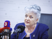 Predsedníčka Najvyššieho súdu SR Daniela Švecová počas tlačovej konferencie v budove NS SR.