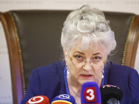 Predsedníčka Najvyššieho súdu SR Daniela Švecová počas tlačovej konferencie v budove NS SR. Predsedníčka Najvyššieho súdu SR Daniela Švecová počas tlačovej konferencie v budove NS SR.