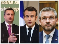 Andrej Danko, Emmamuel Macron a Peter Pellegrini Andrej Danko, Emmamuel Macron a Peter Pellegrini