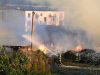 Požiar skladu slamy v areáli teplárne Trebišovská
