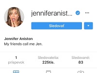 Tak už aj Jennifer Aniston je na instagrame. 