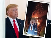 Podobizeň Donalda Trumpa v Slovinsku zhorela do tla