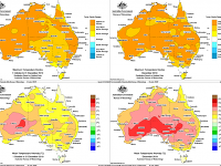  Vývoj odchýlok maximálnej dennej a priemernej dennej teploty vzduchu vo vybraných obdobiach roku 2019 na území Austrálie podľa údajov BOM