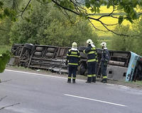 Prevrátený poľský autobus