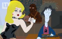 Záber z videa, v ktorom Zuzana Fialová prostredníctvom kreslenej postavičky nabáda ľudí k tomu, aby nevolili Róberta Fica.