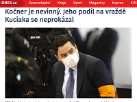iDNES.cz v titulku píše: Kočner je nevinný. Jeho podiel n a vražde Kuciaka sa nepreukázal.