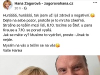 Hana Zagorová porazila koronavírus