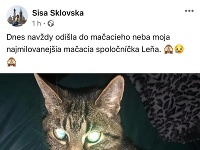 Sisa Lelkes Sklovská smutnú správu oznámila na sociálnej sieti Facebook.