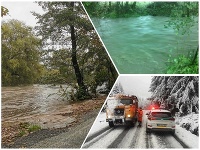 V Žilinskom kraji napadol prvý sneh, Slovensko trápia aj povodne