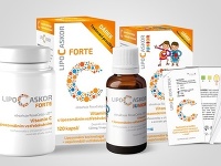 Výživový doplnok Lipo C Askor – sirup pre deti a kapsulová forma pre dospelých s testovacími prúžkami
