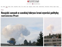Požiar muničného areálu v českých Vrběticiach a titulok z poľského denníka. Požiar muničného areálu v českých Vrběticiach a titulok z poľského denníka.