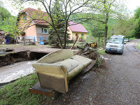 Materiálne škody v obci Rudno nad Hronom po povodni