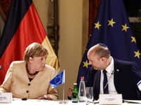 Angela Merkelová a izraelský premiér Naftali Bennett