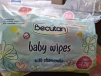 Na snímke detské vlhčené utierky s názvom Becutan Baby Wipes With Chamomile značky Becutan