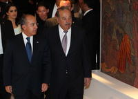 Mexický prezident Felipe Calderon s miliardárom Carlosom Slimom