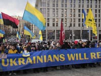 Pochod Ukrajincov v centre Kyjeva