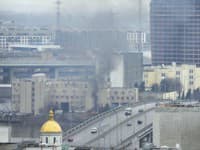 Zasiahnuté budovy v Kyjeve