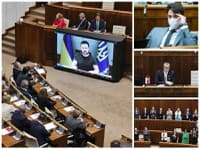 Ukrajinský prezident mal v parlamente prejav cez telemost, na ktorý neskôr reagovali aj samotní poslanci.