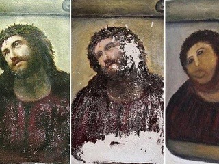 Zničená freska Ježiša Krista