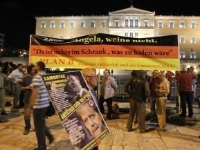 Grécka demonštrácia proti Angele