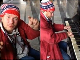 Opitý bezdomovec šokoval Prahu: