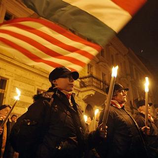 Prívrženci Maďarskej gardy pochodovali