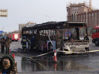 Požiar autobusu na severovýchode