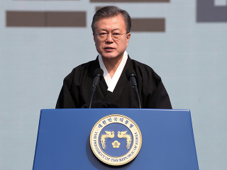 Juhokórejský prezident Mun Če-in.