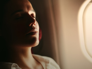 Spánok v lietadle. 