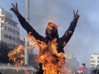 Hrozivá demonštrácia v Bejrúte.