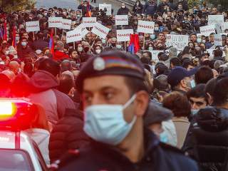 Protesty v uliciach Jerevanu