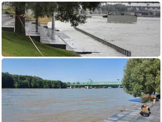 Hladina Dunaja oproti včerajšku