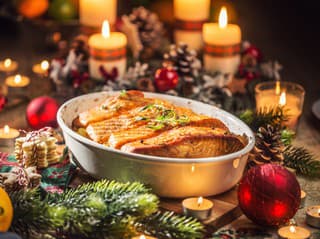 Jedlo na vianočnom stole,