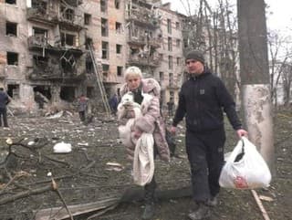 Zničené mesto Charkov po