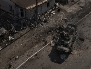 Zničený ruský tank blízko