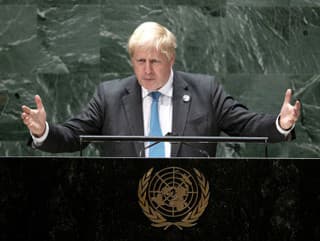Boris Johnson počas príhovoru