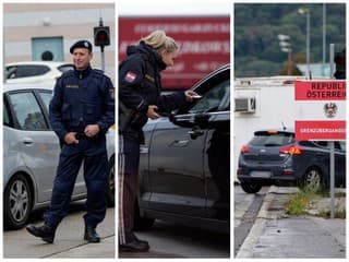 Policajné kontroly na hraniciach medzi Rakúskom a Slovenskom.