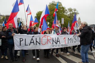Protest pred budovou Českej