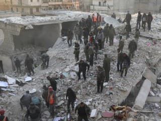 Zrútená budova v Sýrii